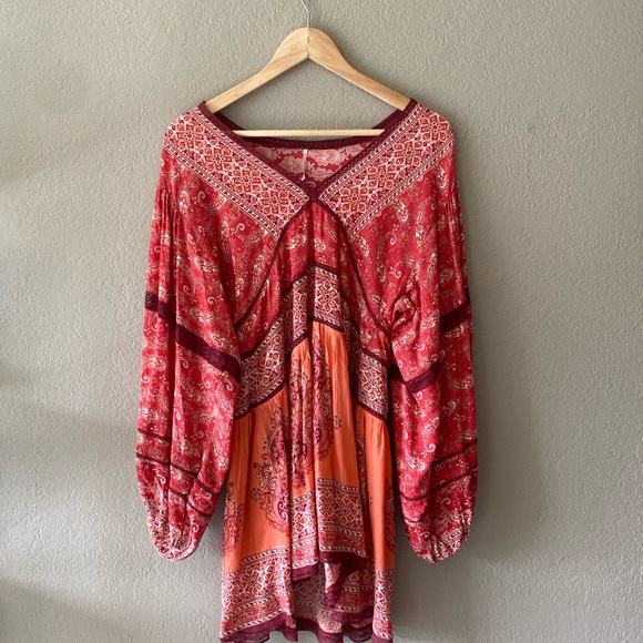 FREE PEOPLE LUNA RED SCARF DRESS/TUNIC - Picture 2 of 9